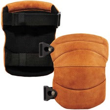 Ergodyne ProFlex 230LTR Leather Knee Pads - Wide Soft Cap 0.50" to 0.47" Knee Circumference - Brown - Leather, Nitrile Rubber, Neoprene, Foam, Acrylonitrile Butadiene Styrene (ABS) - 2 / Pair