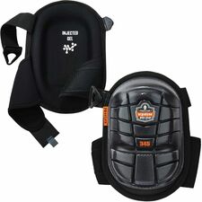 Ergodyne ProFlex 345 Long Cap Injected Gel Knee Pads Black - Gel, Polyurethane Foam, Foam, Rubber, Elastic, Neoprene, Plastic - 2 / Pair