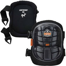 Ergodyne ProFlex 347 Long Cap Lightweight Gel Knee Pads Black - Rubber, Elastic, Foam, Ethylene Vinyl Acetate (EVA), Gel, Plastic - 2 / Pair