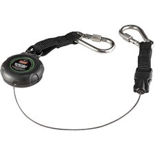 Ergodyne 3000 Retractable Tool Lanyard w/ Dual SS Carabiners - 1lb 1 lb Load Capacity - Standard - Clip/Buckle Attachment - 1.5" Height x 12.5" Width x 5" Length - Black - Stainless Steel, Acrylonitrile Butadiene Styrene (ABS), Plastic - 1 Each
