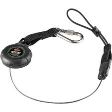 Ergodyne 3001 Retractable Tool Lanyard w/ Carabiner and Loop Attachments - 2lbs Adjustable - 2 lb Load Capacity - Standard - Clip/Buckle Attachment - 1.5" Height x 12.5" Width x 48" Length - Black - Stainless Steel, Acrylonitrile Butadiene Styrene (ABS) -