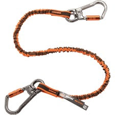 Ergodyne 3119F(x) Double-Locking Dual Carabiner Tool Lanyard with Swivel - 25lbs Adjustable - 25 lb Load Capacity - Standard - Carabiner Attachment - 11.3" Height x 1.3" Width x 48" Length - Orange, Gray - Anodized Aluminum Alloy, Nylon - 6 / Carton