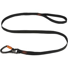 Ergodyne 3129 Tool Lanyard Double-locking Single Carabiner with Swivel - 40lbs 40 lb Load Capacity - Standard - Carabiner Attachment - 1" Height x 10.3" Width x 76" Length - Black - Nylon - 1 Each