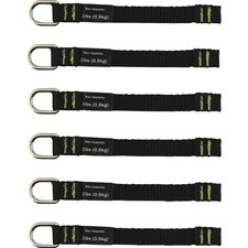 Ergodyne 3700 Web Tool Tether Attachment - D-Ring Tool Tails - 2lbs (6-Pack) 9.5" Height x 0.3" Width - Black - 6 / Pack