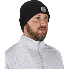 Ergodyne 6806 Cuffed Rib Knit Beanie Hat Acrylic - Black