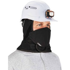 Ergodyne 6871 Winter Hard Hat Liner w/ Cotton Mouthpiece Kit - 2-Layer Polyester, Fleece, Foam, Elastic, Cotton - Black