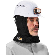 Ergodyne 6882 FR Winter Hard Hat Liner - 2-Layer, Modacrylic/Cotton, Shoulder Length Foam, Cotton, Fleece, Elastic - Black