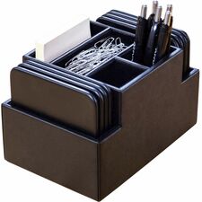 Dacasso Leatherette Square Coaster Set Square - Black - Top Grain Leather - 1Each