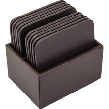 Dacasso Leather Square Coaster Set Square - Chocolate Brown - Top Grain Leather - 1Each