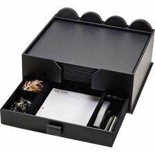 Dacasso Leatherette Combination Conference Room Set Rectangular - 17" Width - Leatherette, Velveteen - Black