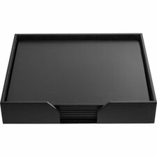 Dacasso Leather Conference Room Set Rectangular - 17" Width - Top Grain Leather, Velveteen - Black