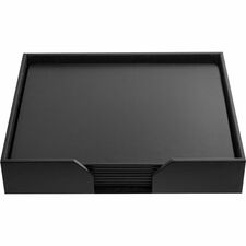 Dacasso Leather Conference Room Set Rectangular - 20" Width - Top Grain Leather, Velveteen - Black