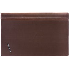 Dacasso Leather Top-Rail Desk Pad Rectangular - 38" Width - Top Grain Leather, Leatherette - Chocolate Brown