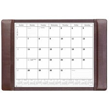 Dacasso Leather Conference Table Pad Rectangular - 12 Sheets - Top Grain Leather, Velveteen - Chocolate Brown