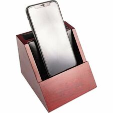 Dacasso Rosewood and Leather Desktop Cell Phone Holder Leather, Rubber - Rosewood - 1 Each
