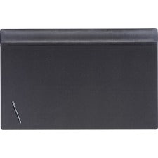 Dacasso Leather Top-Rail Desk Pad Rectangular - 38" Width - Top Grain Leather, Leatherette, Velveteen - Black