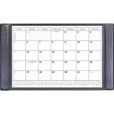 Dacasso Leather Calendar Desk Pad Rectangular - 34" Width - 12 Sheets - Top Grain Leather, Velveteen - Black