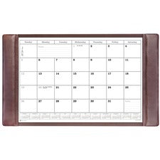 Dacasso Leather Conference Table Pad Rectangular - 34" Width - 12 Sheets - Top Grain Leather, Velveteen - Chocolate Brown