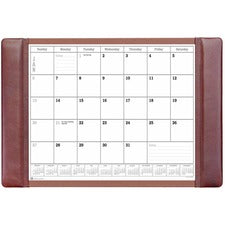 Dacasso Leather Calendar Desk Pad Rectangular - 25.5" Width - 12 Sheets - Top Grain Leather, Velveteen - Mocha