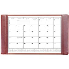Dacasso Leather Calendar Desk Pad Rectangular - 34" Width - 12 Sheets - Top Grain Leather, Velveteen - Mocha