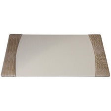 Protacini Breeze Beige Italian Patent Leather 34" x 20" Side-Rail Desk Pad Rectangular - 34" Width - Italian Leather, Velveteen - Breeze Beige