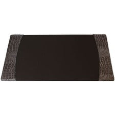 Protacini Castlerock Gray Italian Patent Leather 34" x 20" Side-Rail Desk Pad Rectangular - 34" Width - Italian Leather, Velveteen - Castlerock Gray