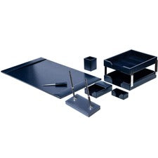 Dacasso Bonded Leather Desk Set Leather, Velveteen - Navy Blue - 1 Each