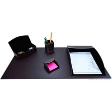 Dacasso 5-piece Home/Office Leather Desk Accessory Set Velveteen, PU Leather - Brown - 1 Each