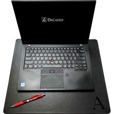 Dacasso Leather Lap Desk Pad Black - Leather, Felt - 1 Each