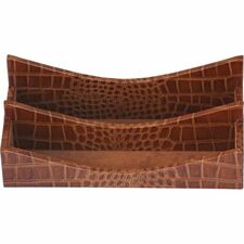 Protacini Cognac Brown Italian Patent Leather Letter Holder Italian Leather, Velveteen, Suede - Cognac Brown - 1 Each