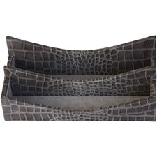 Protacini Castlerock Gray Italian Patent Leather Letter Holder Italian Leather, Velveteen, Suede - Castlerock Gray - 1 Each