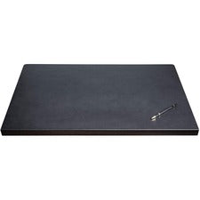 Dacasso Leather Fixation Lip Desk Mat Rectangular - 30" Width - Top Grain Leather, Velveteen - Black
