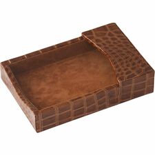 Protacini Cognac Brown Italian Patent Leather 4" x 6" Memo Holder 4" Height x 6" Width - Italian Leather, Suede - Cognac Brown - 1 Each
