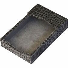 Protacini Castlerock Gray Italian Patent Leather 4" x 6" Memo Holder 4" Height x 6" Width - Italian Leather, Suede - Castlerock Gray - 1 Each