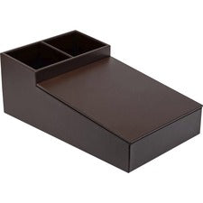 Dacasso Leather Coffee Condiment Organizer Removable Lid - Chocolate Brown - Top Grain Leather, Velveteen, Leatherette - 1 Each