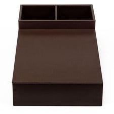 Dacasso Leatherette Coffee Condiment Organizer Removable Lid - Chocolate Brown - Velveteen, Leatherette - 1 Each