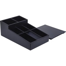 Dacasso Leatherette Coffee Condiment Organizer Removable Lid - Navy Blue - Velveteen, Leatherette - 1 Each