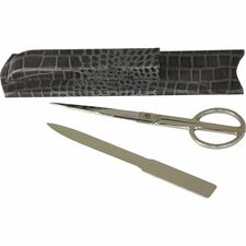 Protacini Castlerock Gray Italian Patent Leather Library Set Leather, Velveteen, Brass - Gray - 1 Each