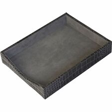 Protacini Castlerock Gray Italian Patent Leather Front-Load Letter Tray Compartment Size : 9.25" x 12.25" - Desktop - Front Loading - Castlerock Gray - Italian Leather, Velveteen, Suede - 1 Each