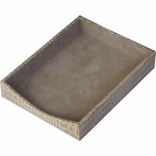 Protacini Breeze Beige Italian Patent Leather Front-Load Letter Tray Compartment Size : 9.25" x 12.25" - Desktop - Front Loading - Breeze Beige - Italian Leather, Velveteen, Suede - 1 Each