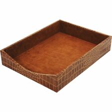 Protacini Cognac Brown Italian Patent Leather Front-Load Letter Tray Compartment Size : 9.25" x 12.25" - Desktop - Front Loading - Cognac Brown - Italian Leather, Velveteen, Suede - 1 Each