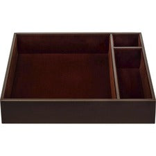 Dacasso Leather Conference Room Organizer Tray 8 x Writing Pad - 3 Compartment(s) - Desktop - Chocolate Brown - Top Grain Leather, Velveteen - 1 Each