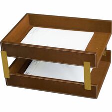 Dacasso Rustic Leather Memo Holder Desktop - Rustic Brown - Top Grain Leather, Velveteen - 1 Each