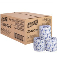 Genuine Joe 2-ply Bath Tissue Rolls 2 Ply - 4" Width x 3.75" Length - 400 Sheets/Roll - Embossed - White - 24 / Carton