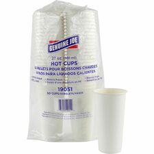 Genuine Joe 20 oz Disposable Hot Cups 20 fl oz - White - Polyurethane - Coffee, Hot Drink, Picnic, Company, Tea, Hot Chocolate, Beverage/ - 50 / Pack