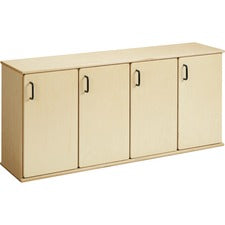 Jonti-Craft Young Time 4-Section Stackable Locker 48.5" Width x 12" Depth x 21.5" Height - Stackable, Locking Door, Comfortable, Rounded Edge, Durable, Laminated, Moisture Resistant, Recessed - Baltic - Assembly Required