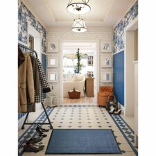 Floortex Doortex Advantagemat Blue Door Mat - 32" x 48" 48" Length x 32" Width x 0.250" Depth x 0.250" Thickness - Rectangular - Polypropylene, Vinyl - Blue - 1 Each - TAA Compliant