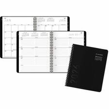 At-A-Glance Contemporary Lite Planner Medium - Monthly, Weekly - 12 Month - January 2026 to December 2026 - 1 Week, 1 Month Double Page Layout - 7" x 8 3/4" Sheet Size - White Sheet - Wire Bound - Black - Paper, Faux Leather - Black, Gold Cover - Bleed Re