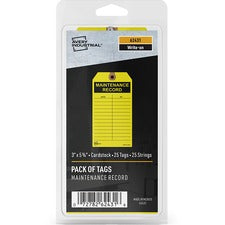 Avery&reg; Preprinted MAINTENANCE RECORD Hang Tags 5.75" Length x 3" Width - Card Stock - Yellow - 25 / Pack