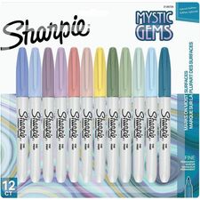 Sharpie Mystic Gems Permanent Markers Fine Marker Point - Multi Ink - 12 / Pack
